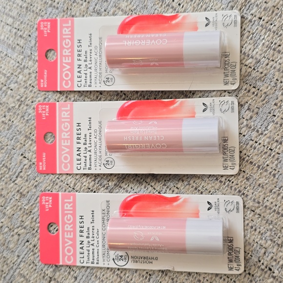 COVERGIRL BRAND WOMEN'S TINTED LIP BALM #300 "LIFE IS PINK" BUNDLE OF 3 - Picture 1 of 5